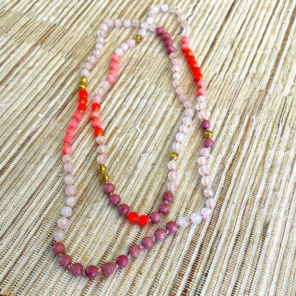 Jewelry - 18” long, spring and summer knotted, beaded necklace